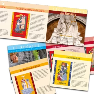 Illustrations des mystères du rosaire catholique.