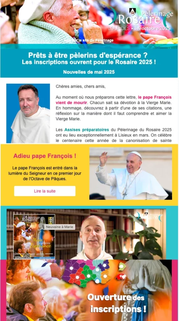 Pèlerinage du Rosaire à Lourdes, inscriptions ouvertes 2025