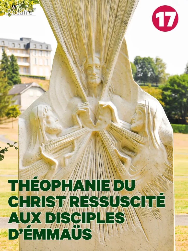 Sculpture représentant le Christ ressuscité apparaissant aux disciples d'Emmaüs